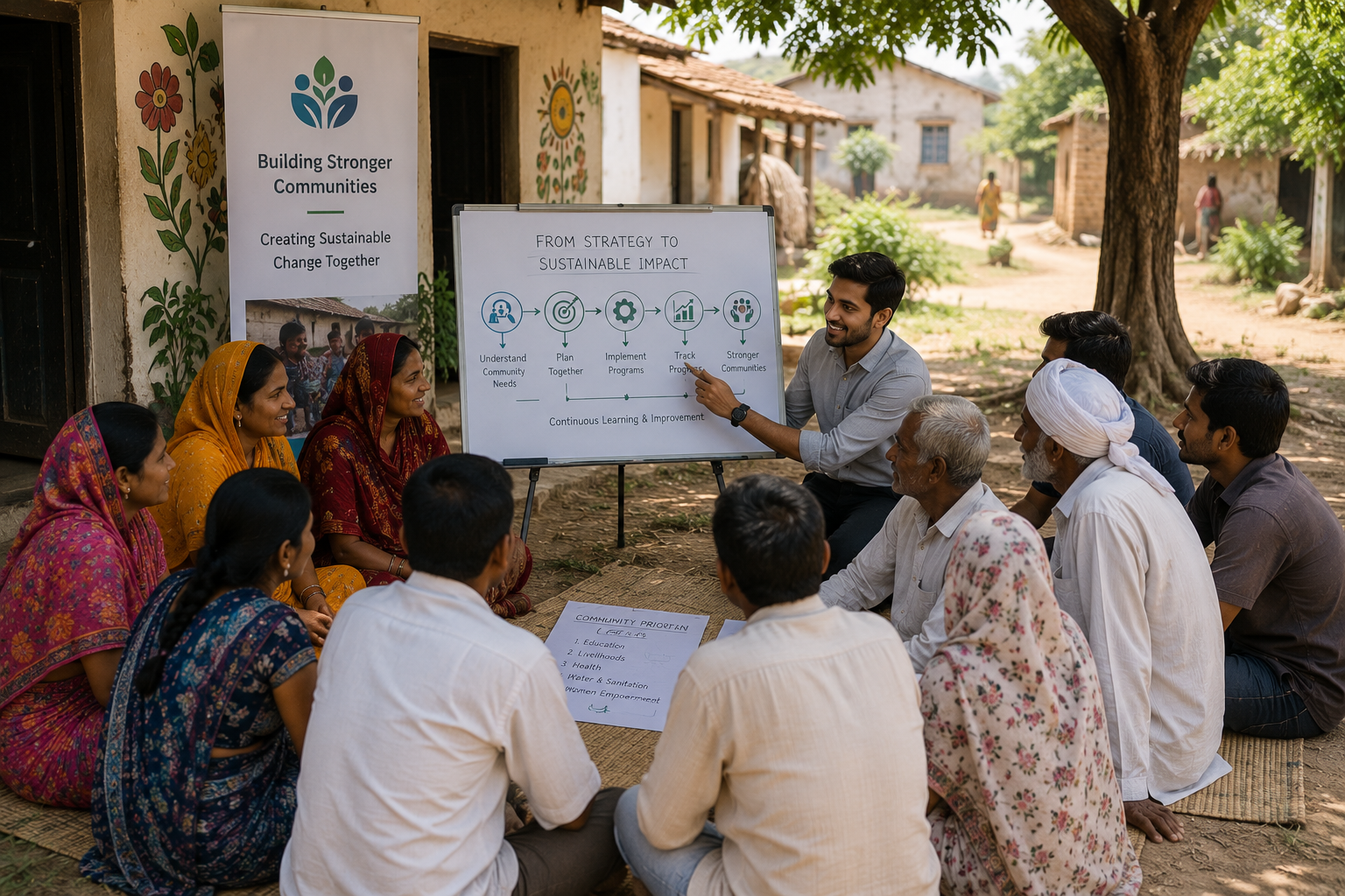 Women sharing ideas during a collaborative community planning session.